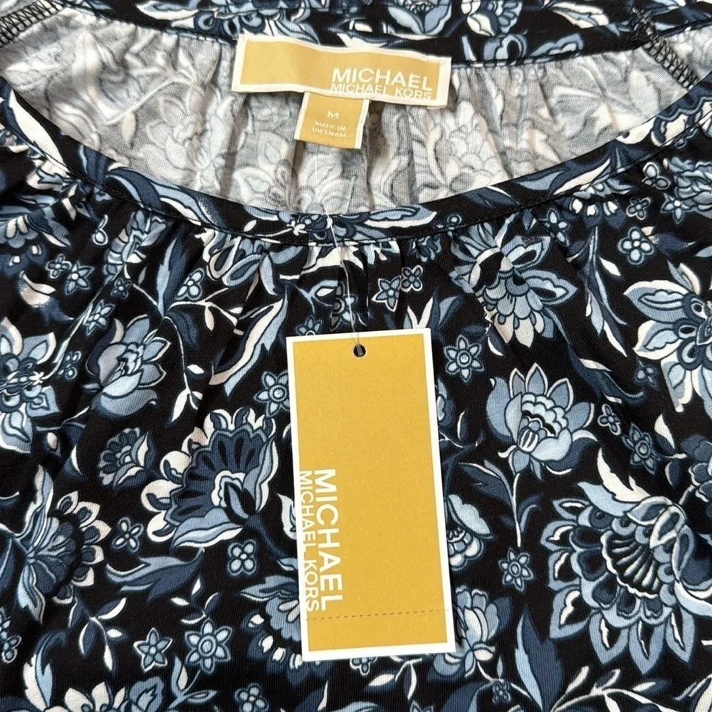 Michael Kors Floral Blouse - Blue and Black